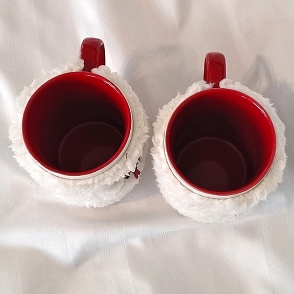St. Nicholas Square Two Coffee Mugs With Soft Fuzzy Moose Wraps - Picture 6 of 9